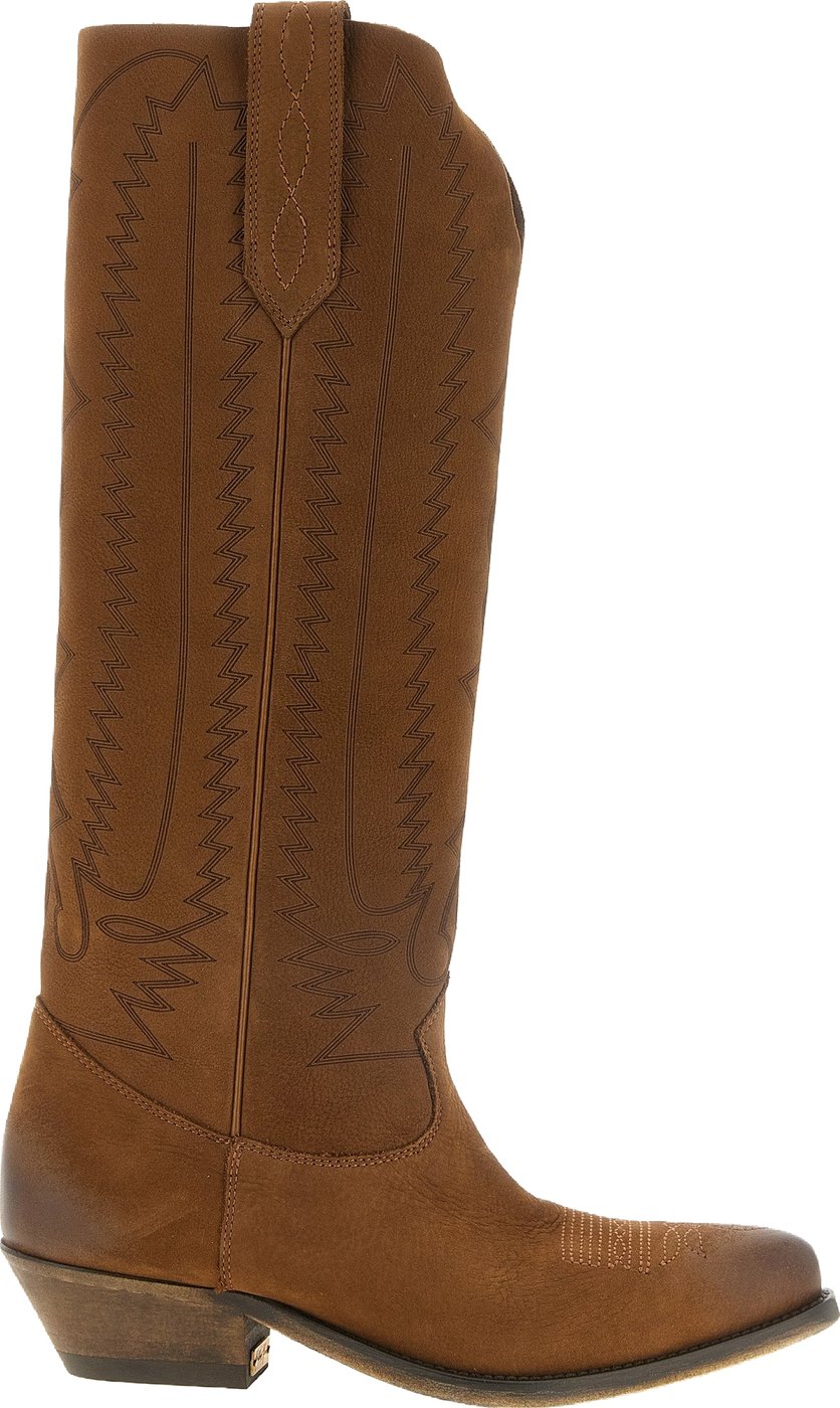 Wish Star High Decorative Stitch Western Leather Boots