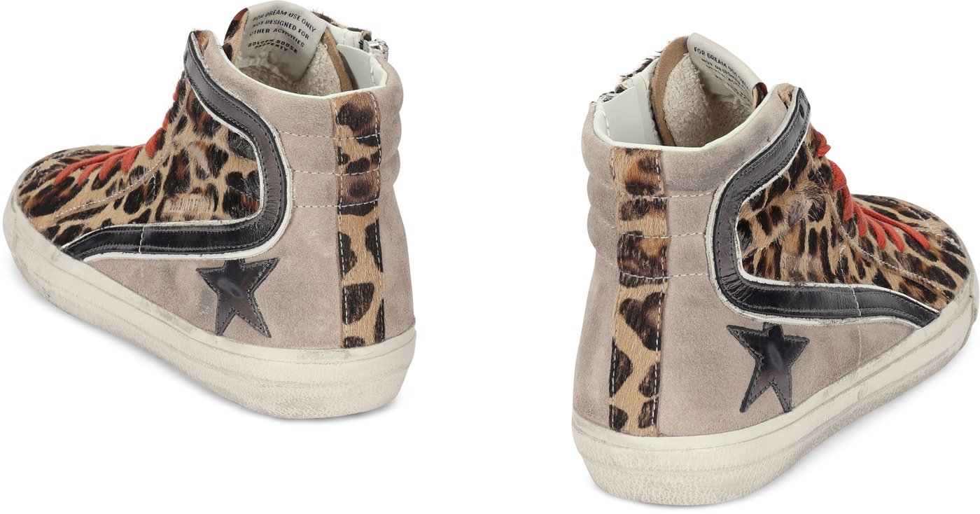 Sneakers Slide LTD in pony and laminated leather