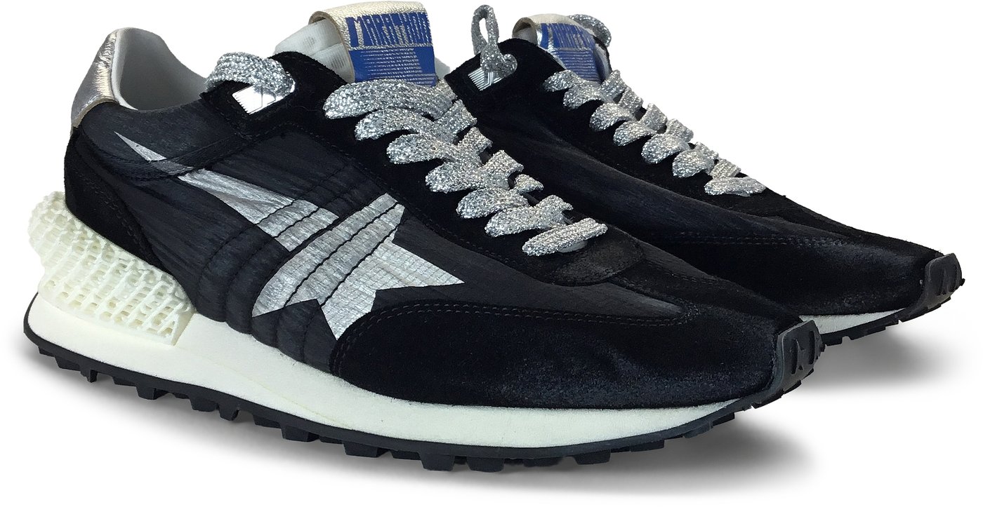Low sneakers in fabric and suede