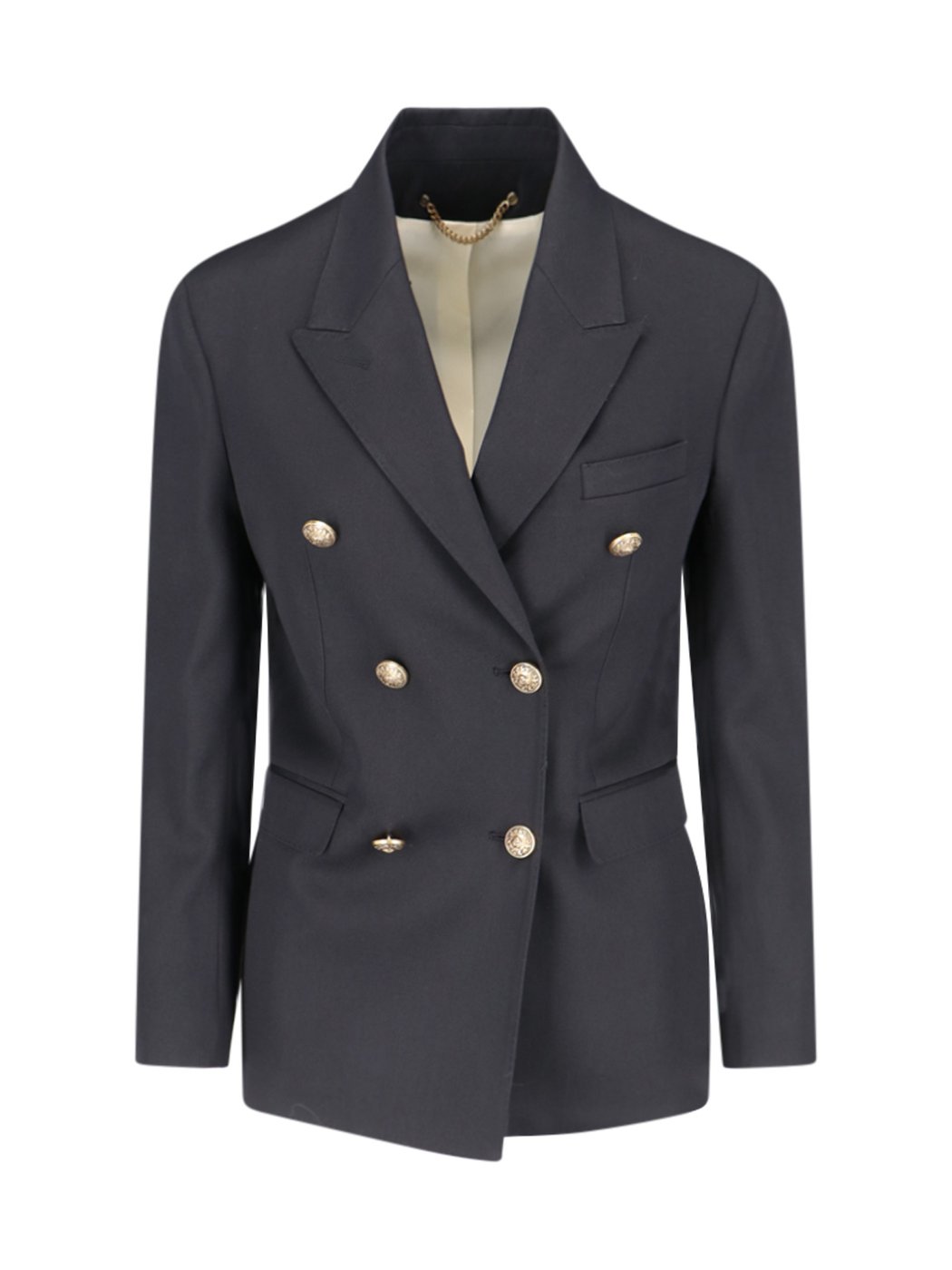 Black Double Breasted Wool Blazer