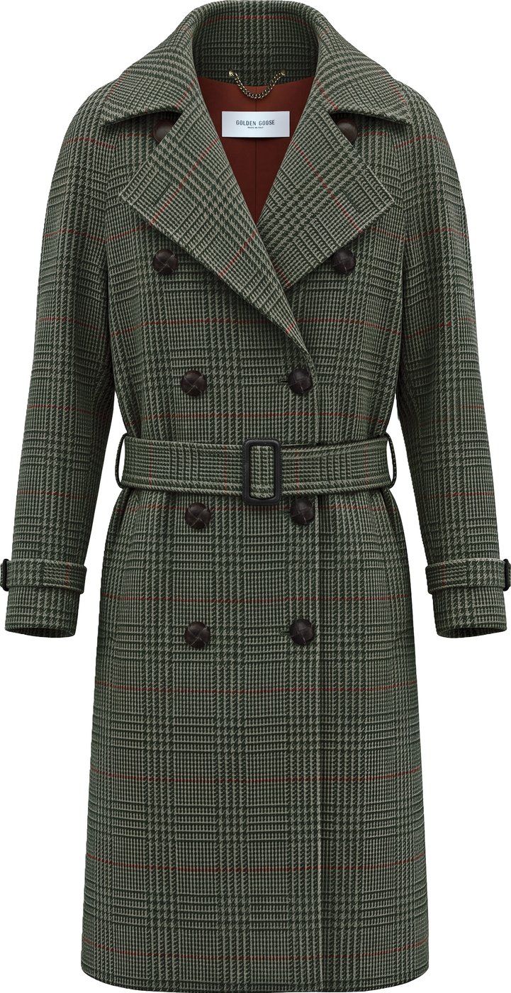 Wool coat with houndstooth pattern