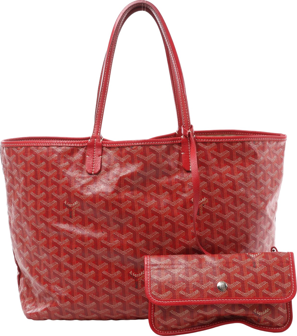 Goyard Saint Louis PM PVC & Leather Tote Shoulder Bag in Red