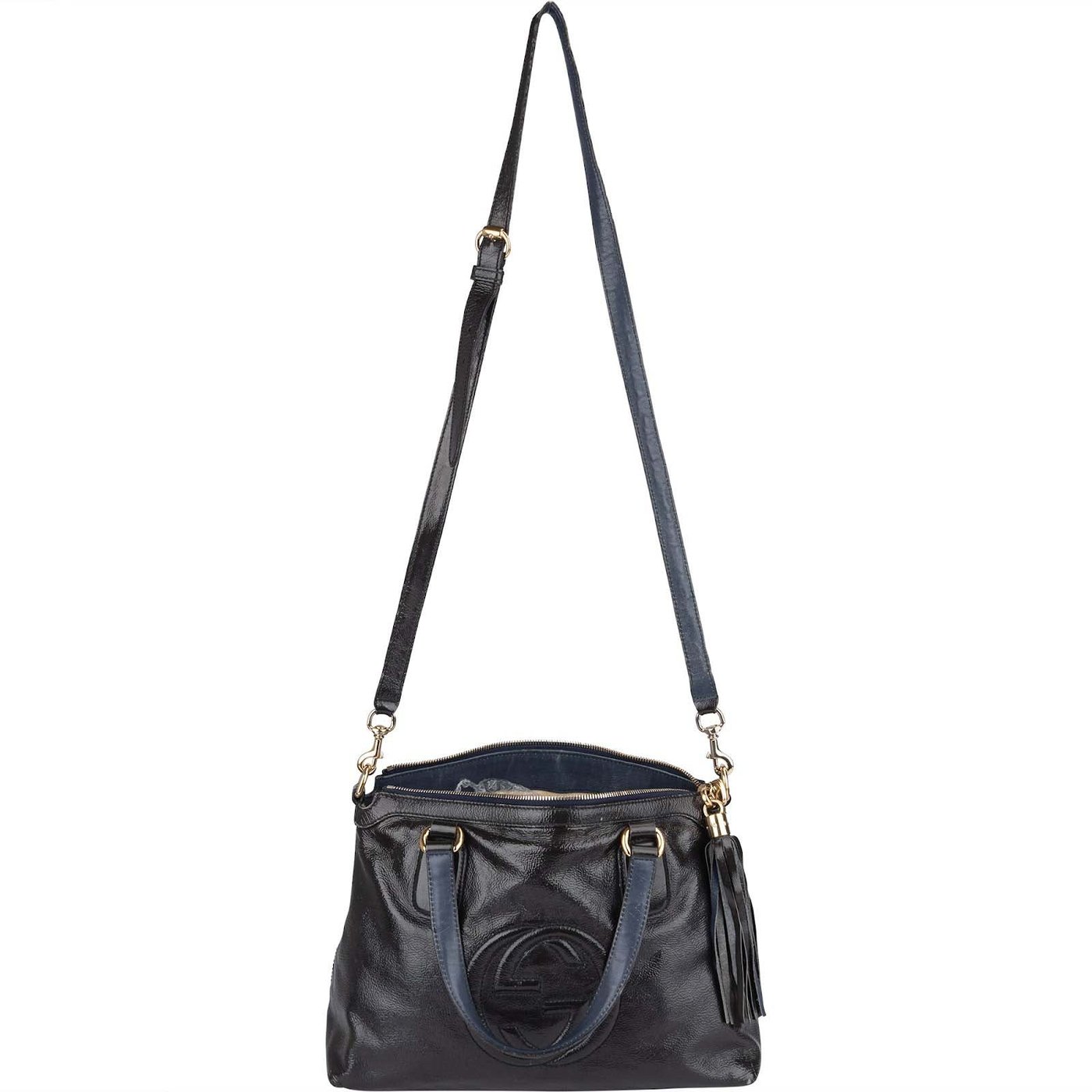 Gucci Black Patent Leather Soho Handbag