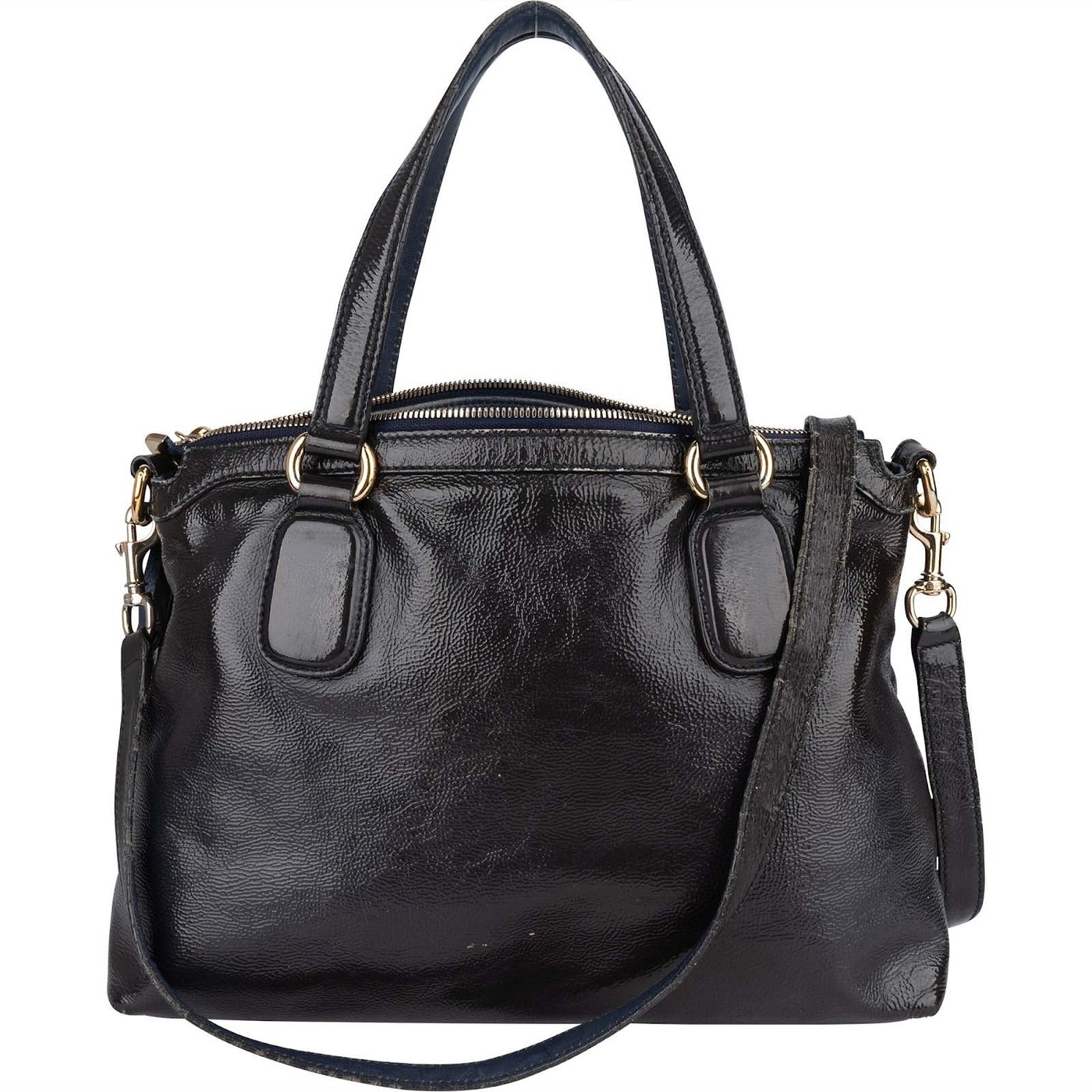 Gucci Black Patent Leather Soho Handbag