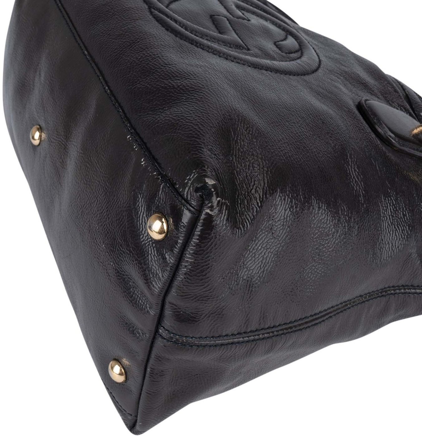 Gucci Black Patent Leather Soho Handbag