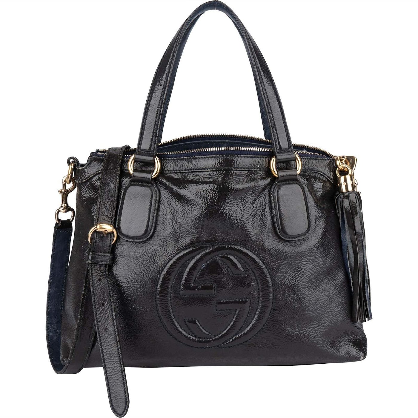 Gucci Black Patent Leather Soho Handbag
