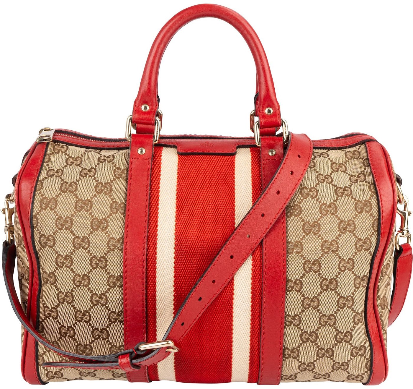 Gucci Monogram GG Canvas Vintage Web Boston Handbag