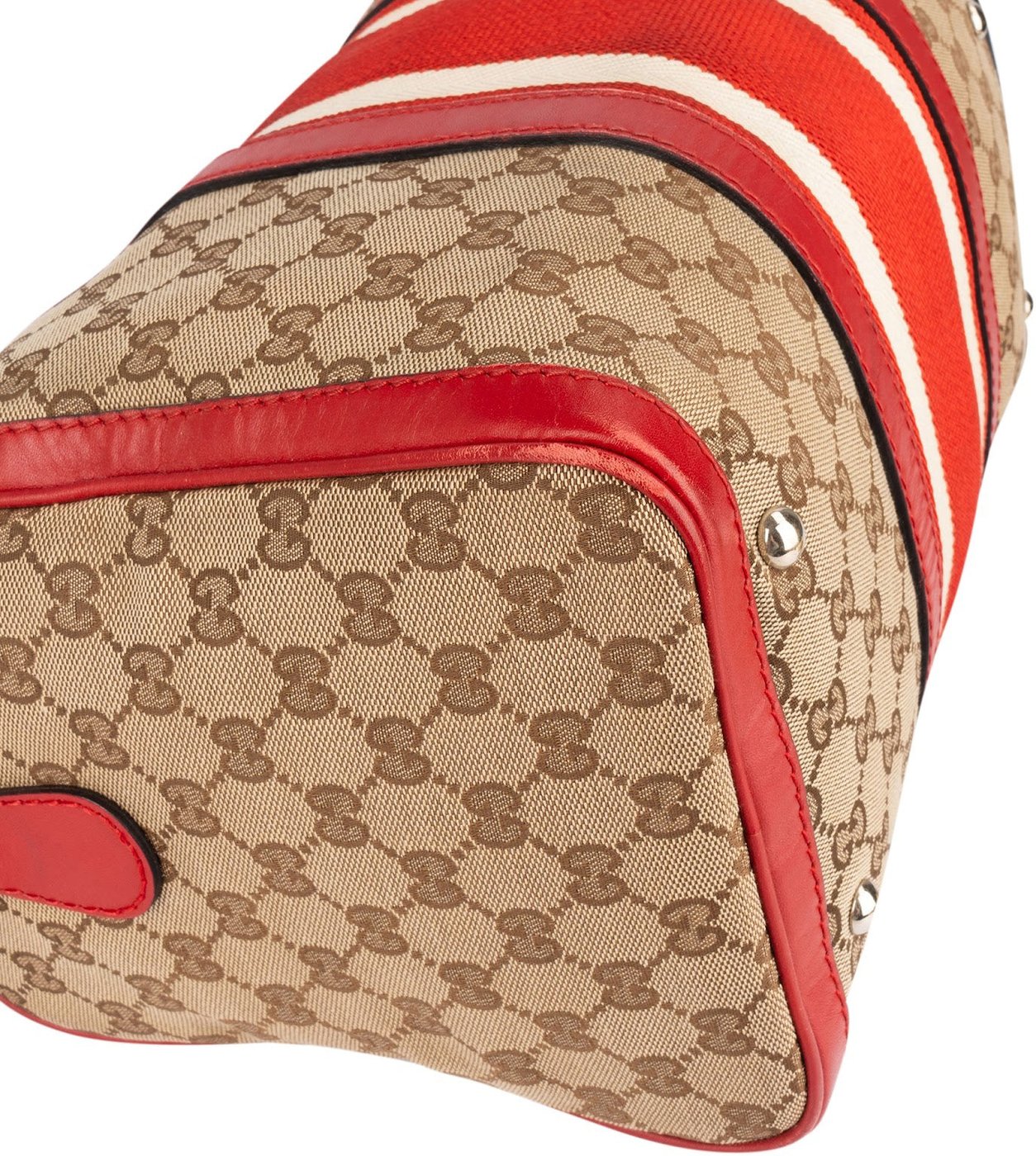 Gucci Monogram GG Canvas Vintage Web Boston Handbag