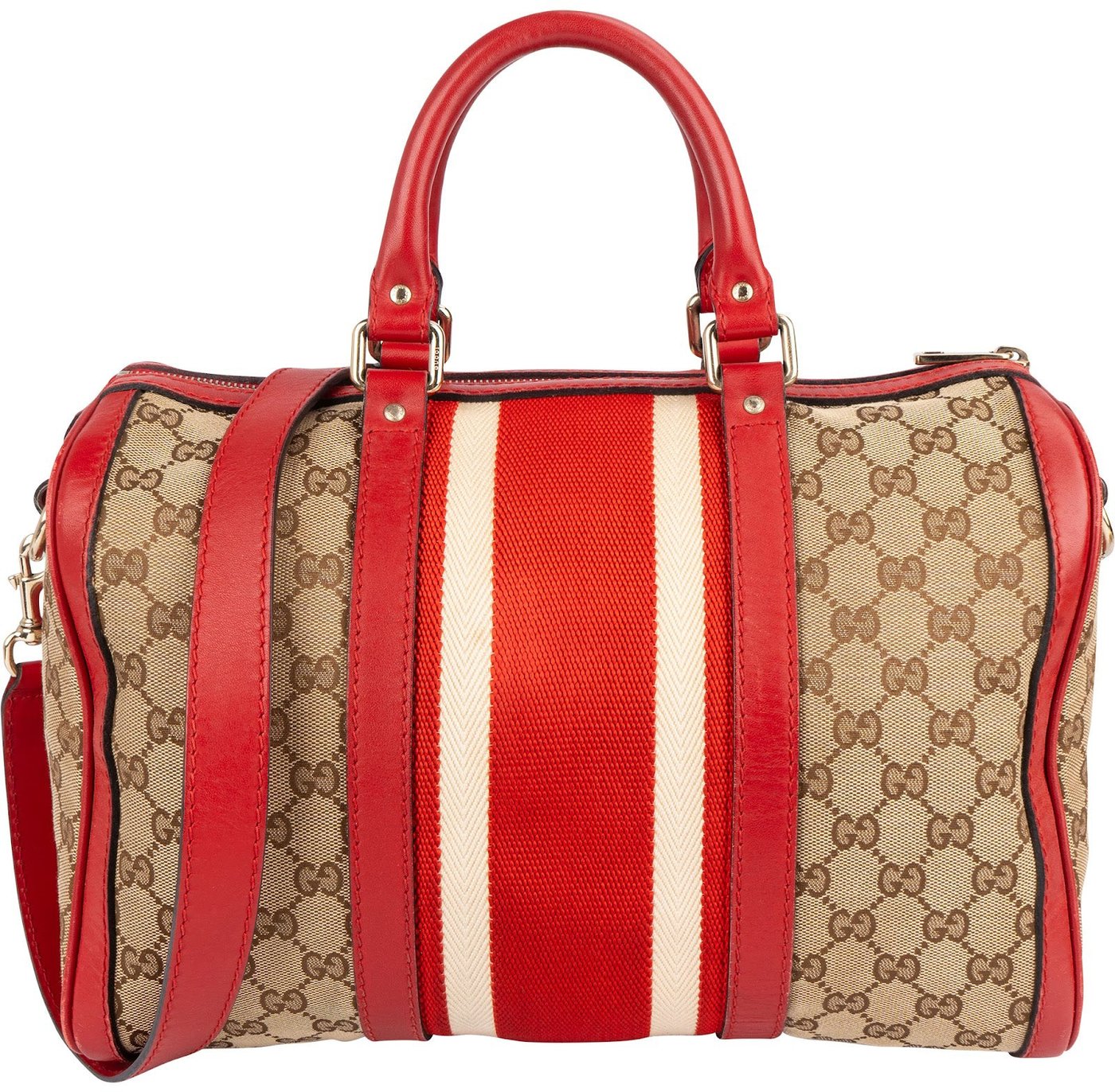 Gucci Monogram GG Canvas Vintage Web Boston Handbag