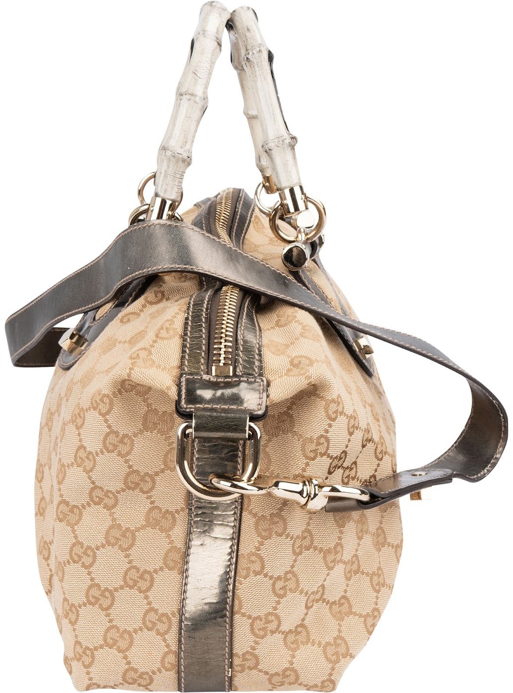 Gucci Monogram GG Bamboo Top Handle Handbag