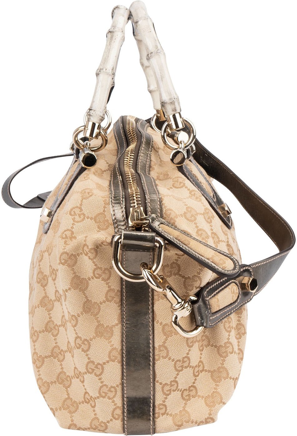 Gucci Monogram GG Bamboo Top Handle Handbag