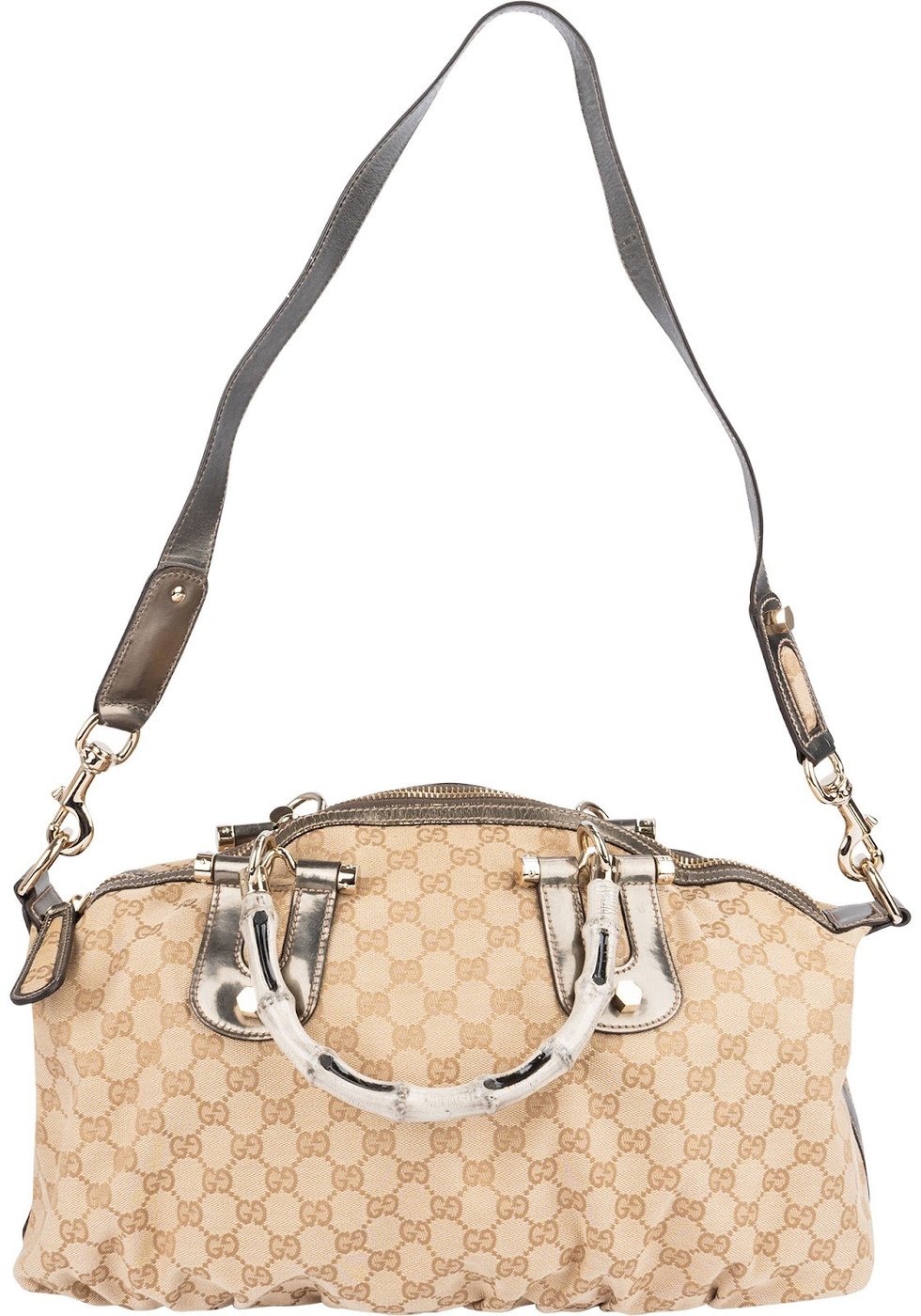 Gucci Monogram GG Bamboo Top Handle Handbag