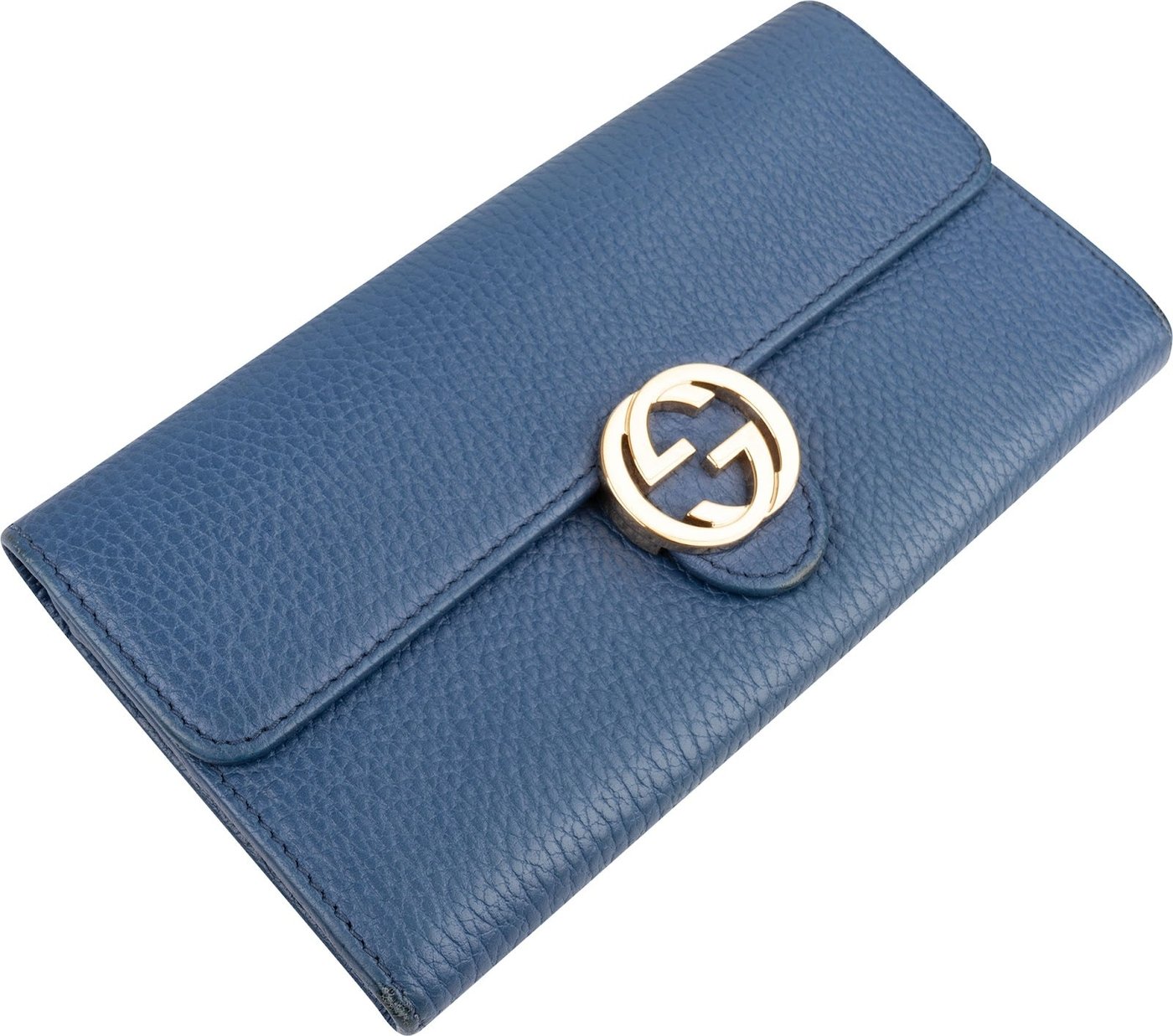 Gucci Pebbled Leather Interlocking GG Continental Wallet