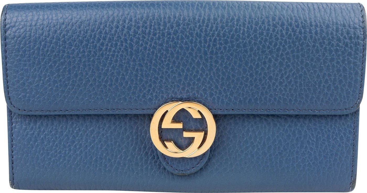 Gucci Pebbled Leather Interlocking GG Continental Wallet