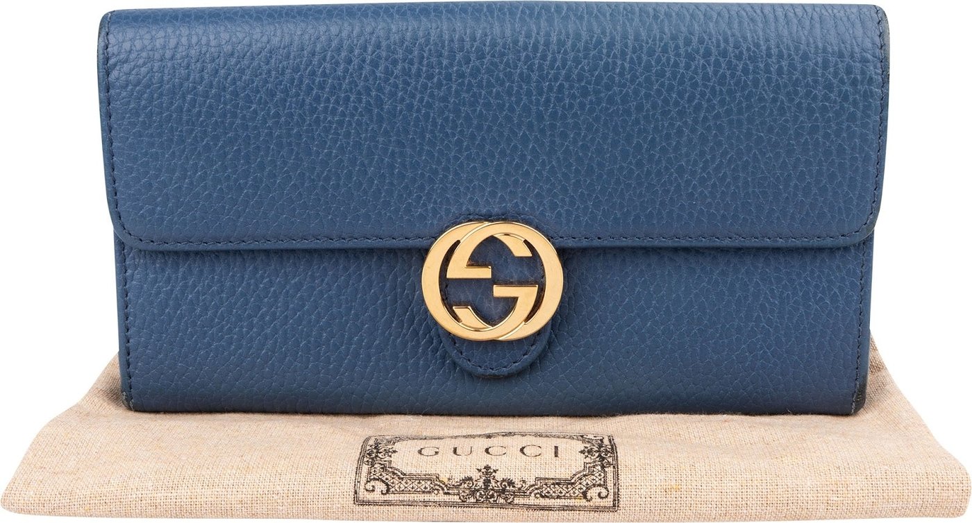 Gucci Pebbled Leather Interlocking GG Continental Wallet
