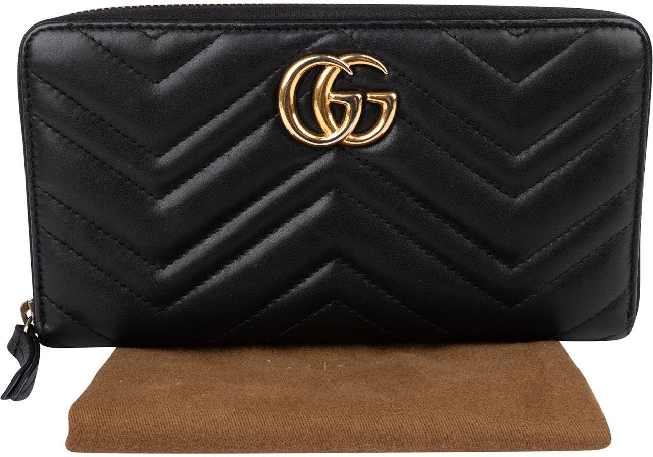 Gucci Monogram GG Marmont Matelassé Zip Around Organizer Wallet