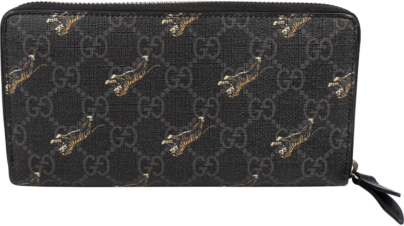 Gucci Monogram GG Supreme Canvas Tigers Print Zip Around Wallet