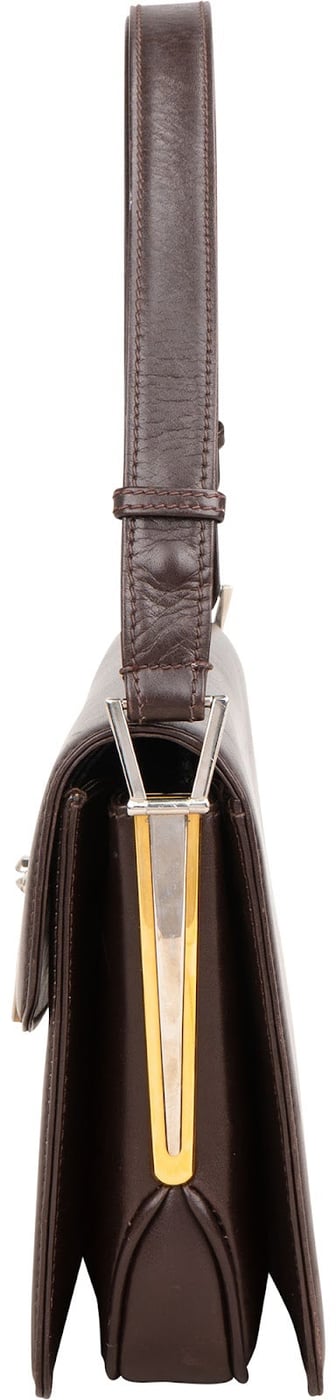 Gucci Brown Lambskin Vintage Circle GG Single Flap Shoulder Bag