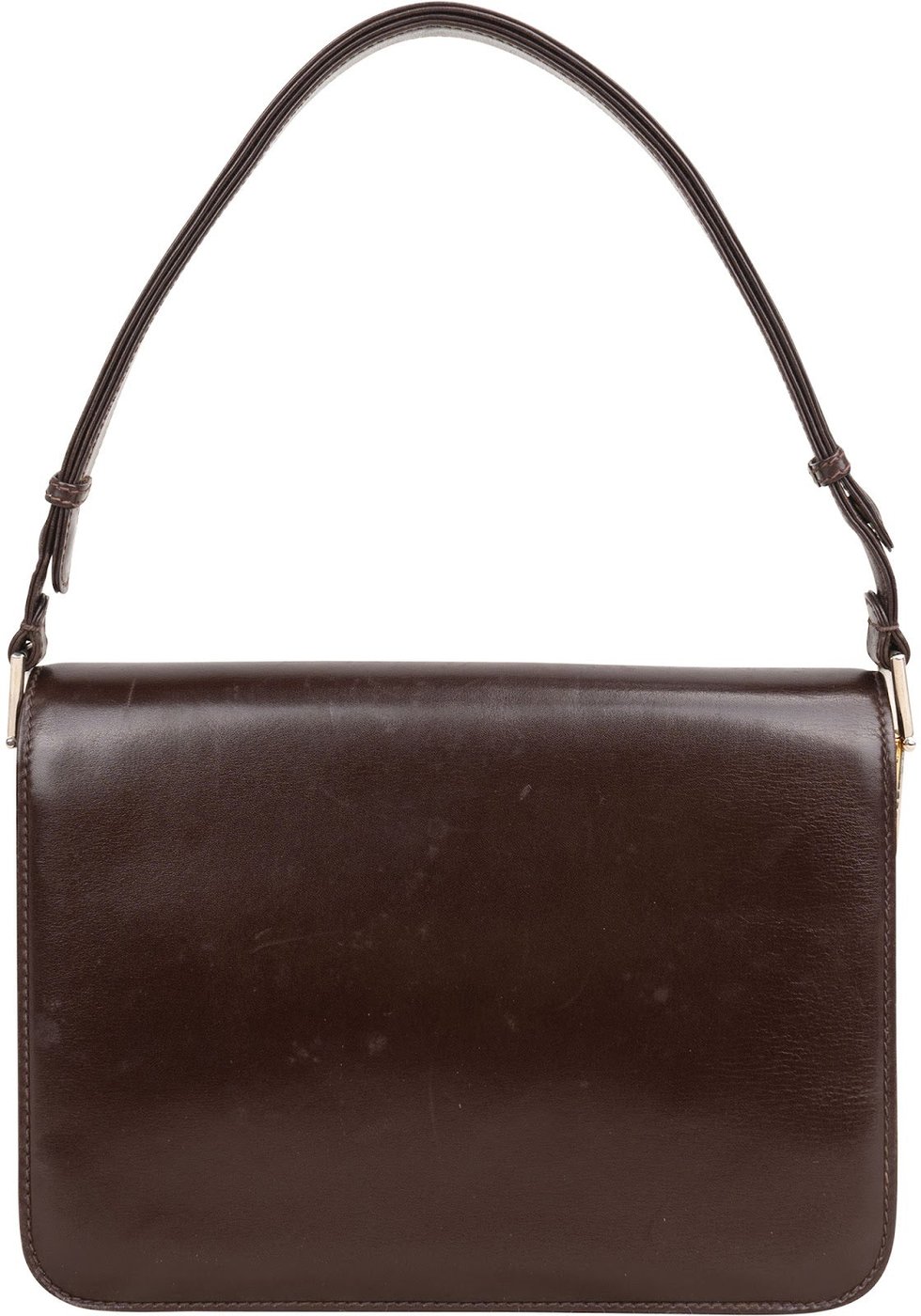 Gucci Brown Lambskin Vintage Circle GG Single Flap Shoulder Bag