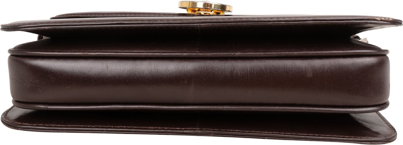 Gucci Brown Lambskin Vintage Circle GG Single Flap Shoulder Bag