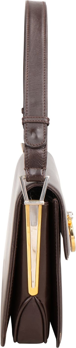 Gucci Brown Lambskin Vintage Circle GG Single Flap Shoulder Bag