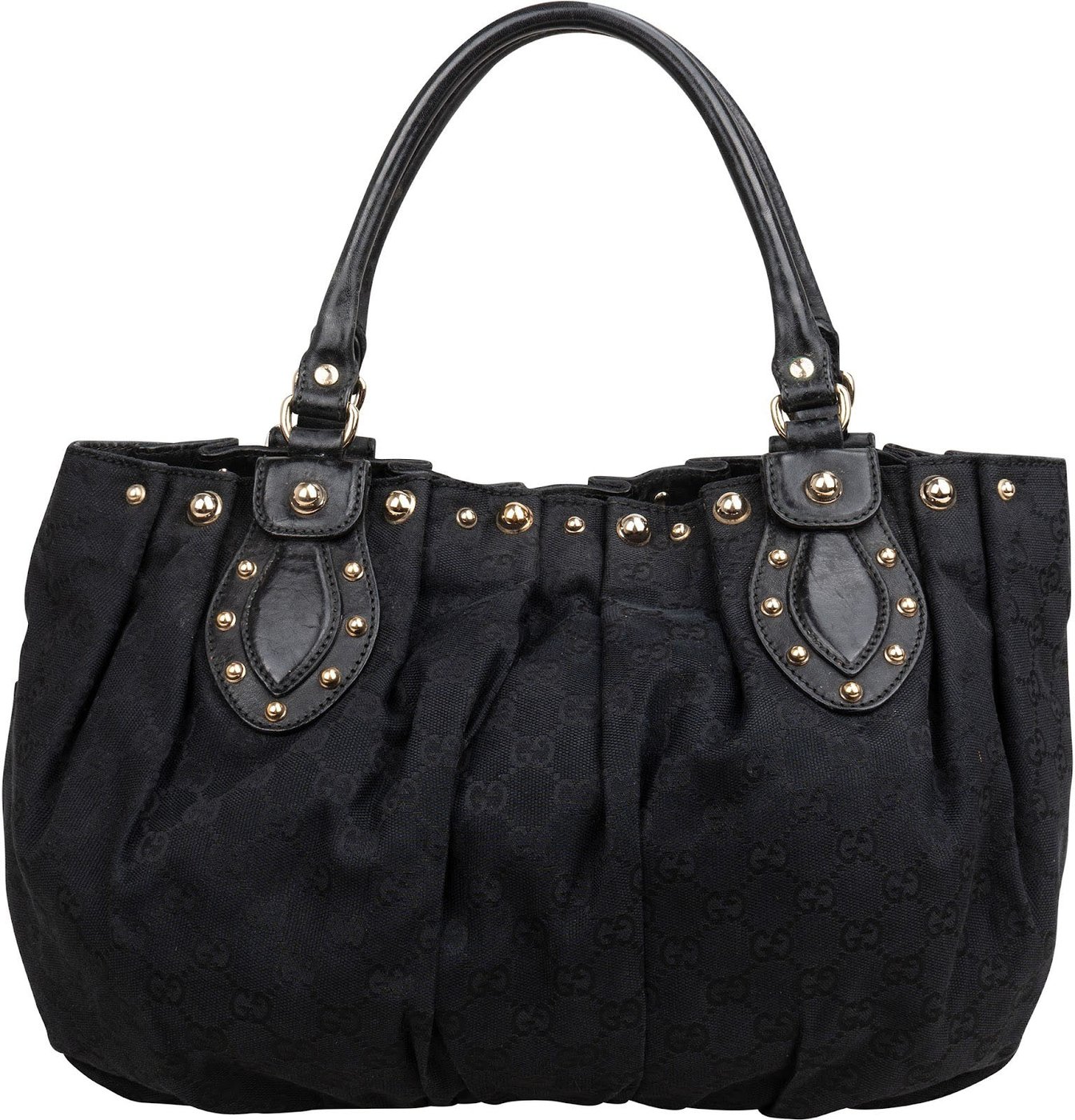 Gucci Monogram GG Canvas Studded Hysteria Tote Handbag