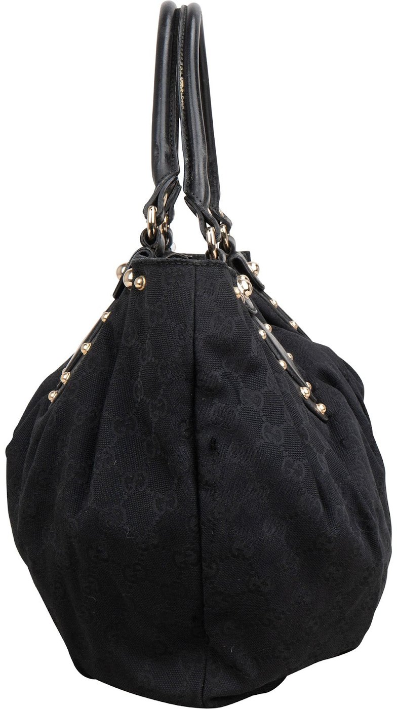 Gucci Monogram GG Canvas Studded Hysteria Tote Handbag