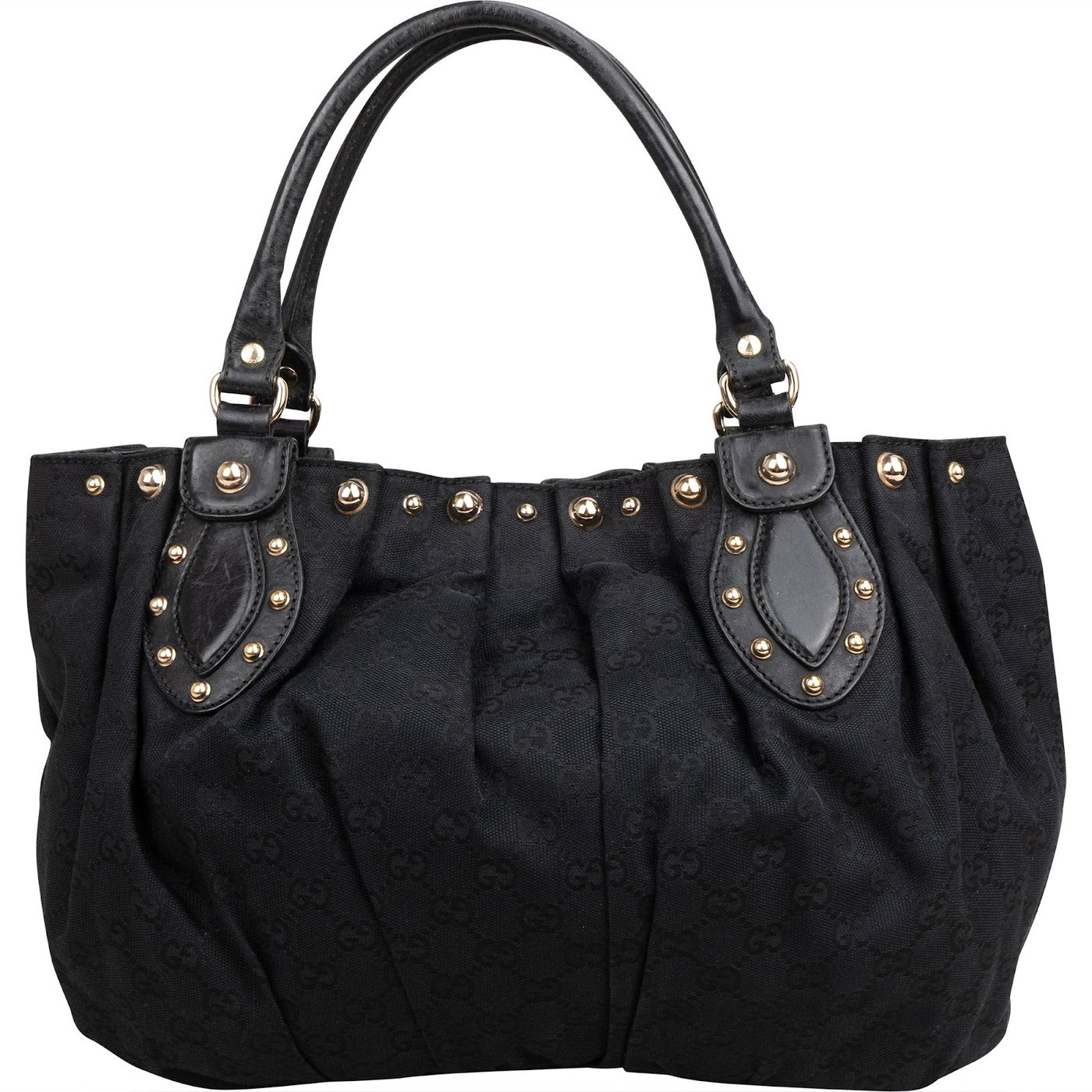Gucci Monogram GG Canvas Studded Hysteria Tote Handbag
