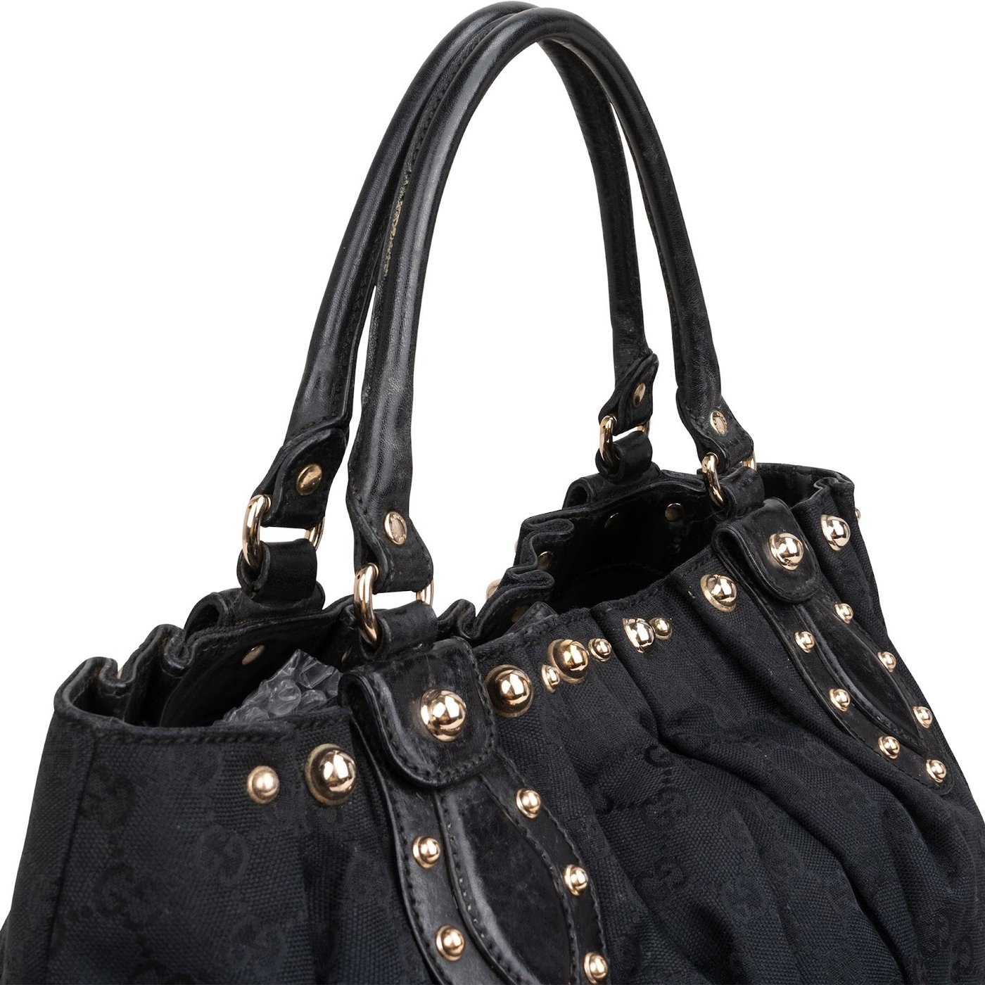 Gucci Monogram GG Canvas Studded Hysteria Tote Handbag
