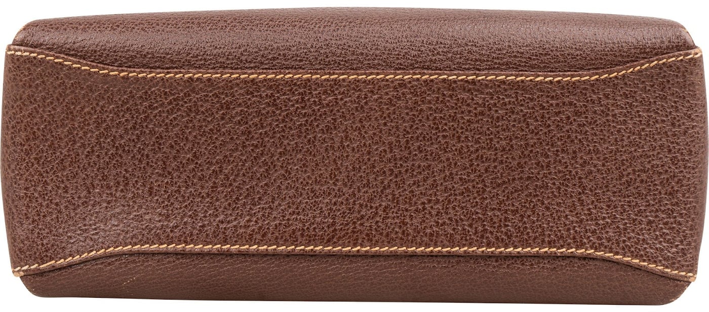 Gucci Brown Leather Bamboo Lock Top Handle Handbag