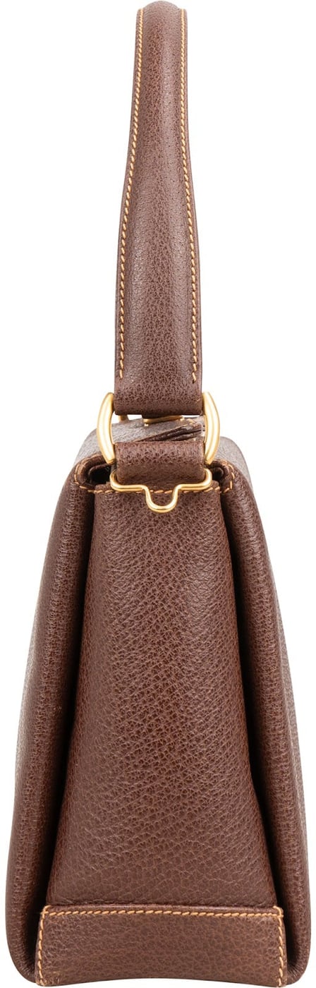 Gucci Brown Leather Bamboo Lock Top Handle Handbag