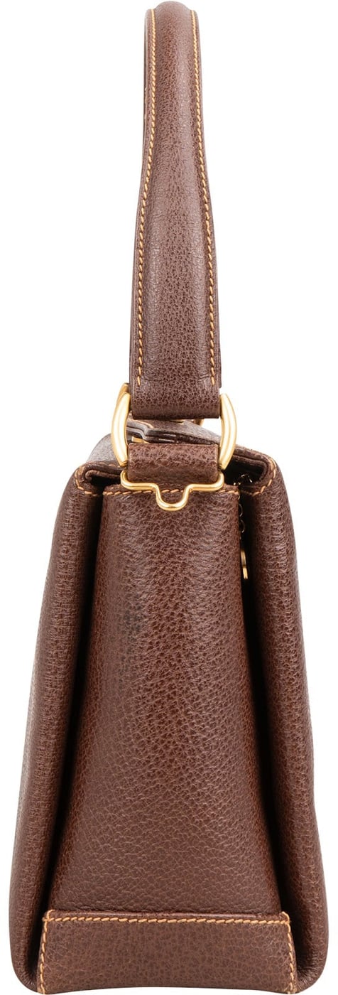 Gucci Brown Leather Bamboo Lock Top Handle Handbag
