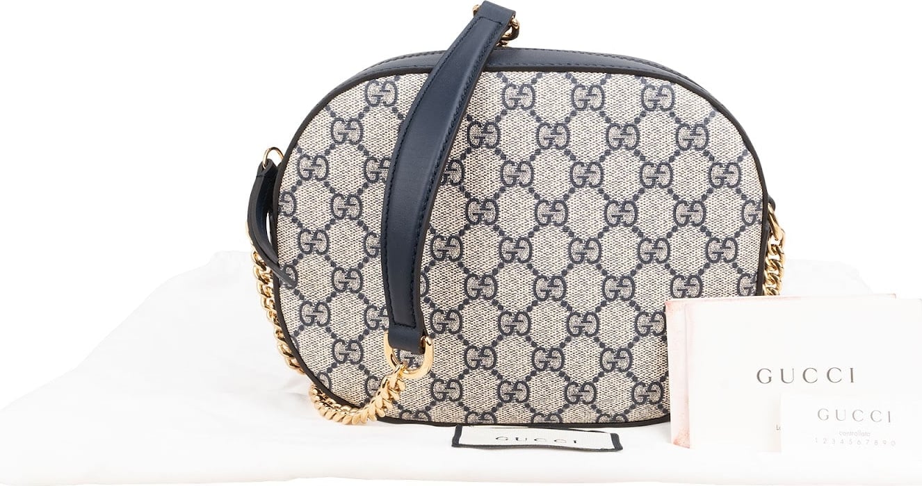 Gucci Monogram GG Supreme Small Oval Crossbody Bag