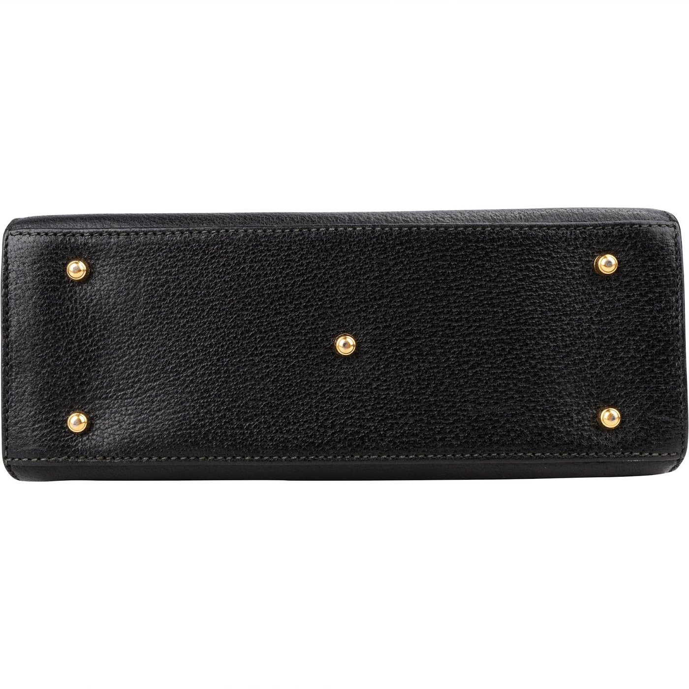 Gucci Black Grained Leather Padlock Top Handle Handbag