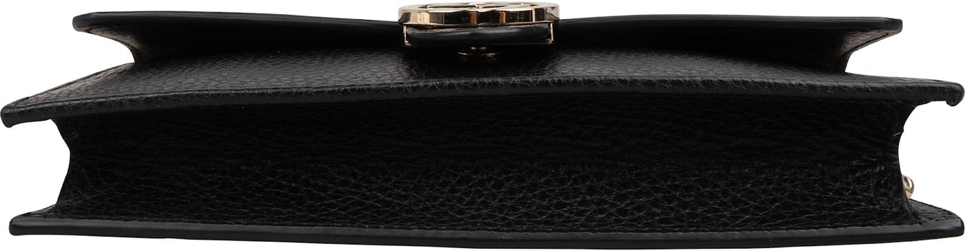 Gucci Black Leather Interlocking GG Wallet On Chain Crossbody Bag