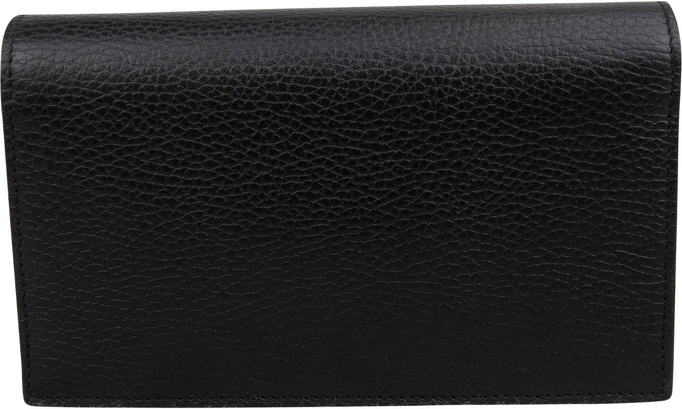 Gucci Black Leather Interlocking GG Wallet On Chain Crossbody Bag