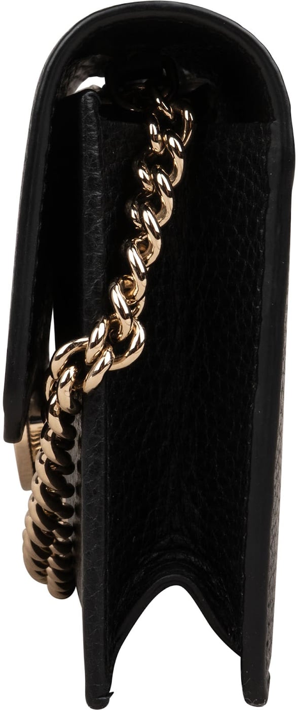 Gucci Black Leather Interlocking GG Wallet On Chain Crossbody Bag
