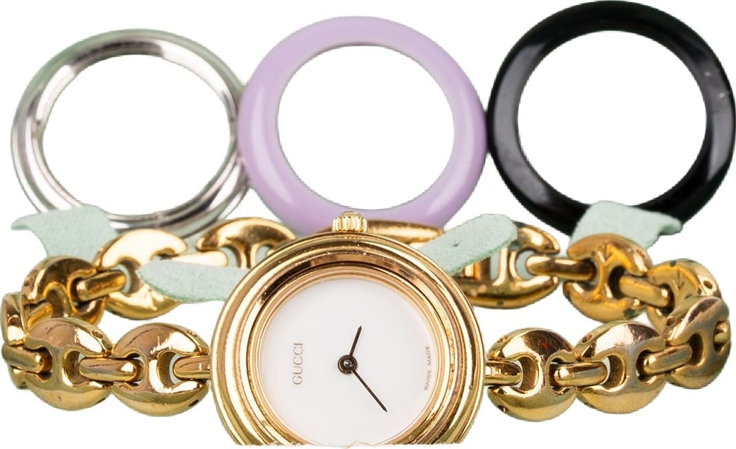 Gucci Gold Tone Change Bezel Chain 11/12.2 Woman Watch