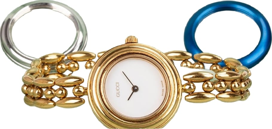 Gucci Gold Tone Change Bezel Bangle 11/12.2 Women Watch
