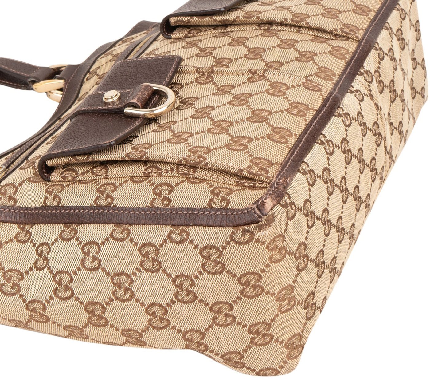 Gucci Monogram GG Canvas Abbey Double Pocket Tote Shoulder Bag