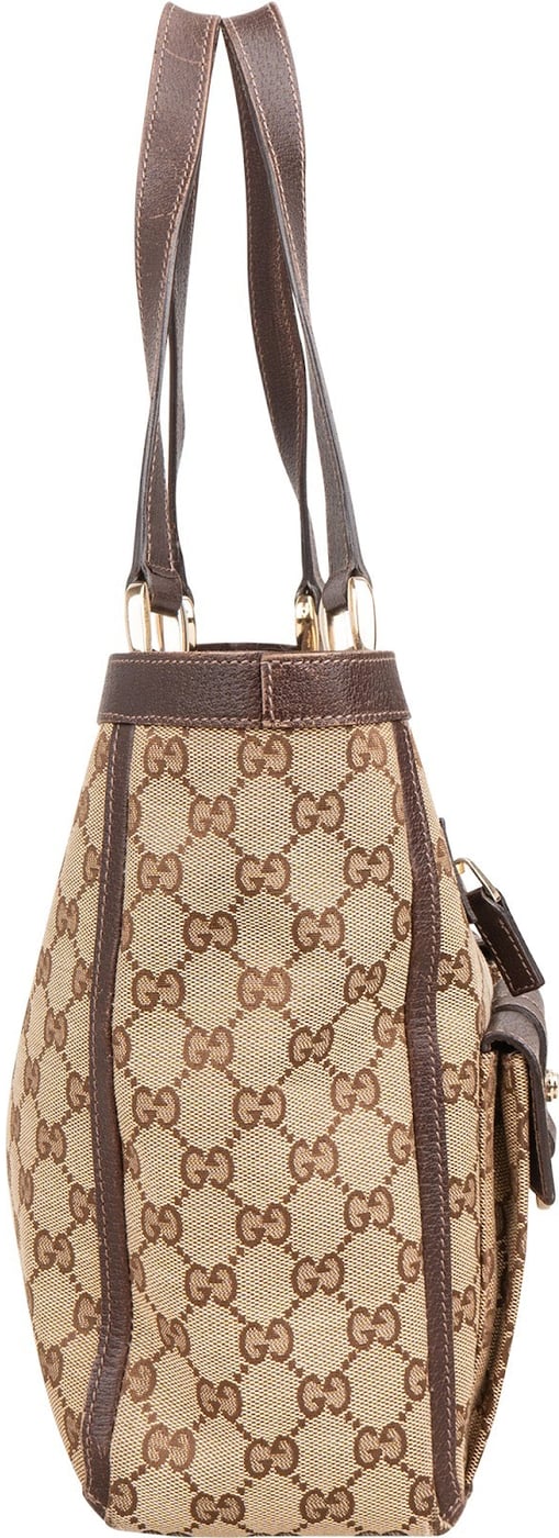 Gucci Monogram GG Canvas Abbey Double Pocket Tote Shoulder Bag