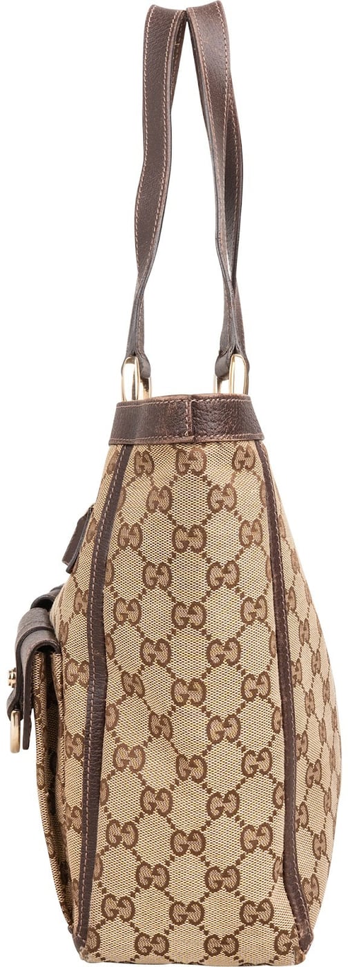 Gucci Monogram GG Canvas Abbey Double Pocket Tote Shoulder Bag