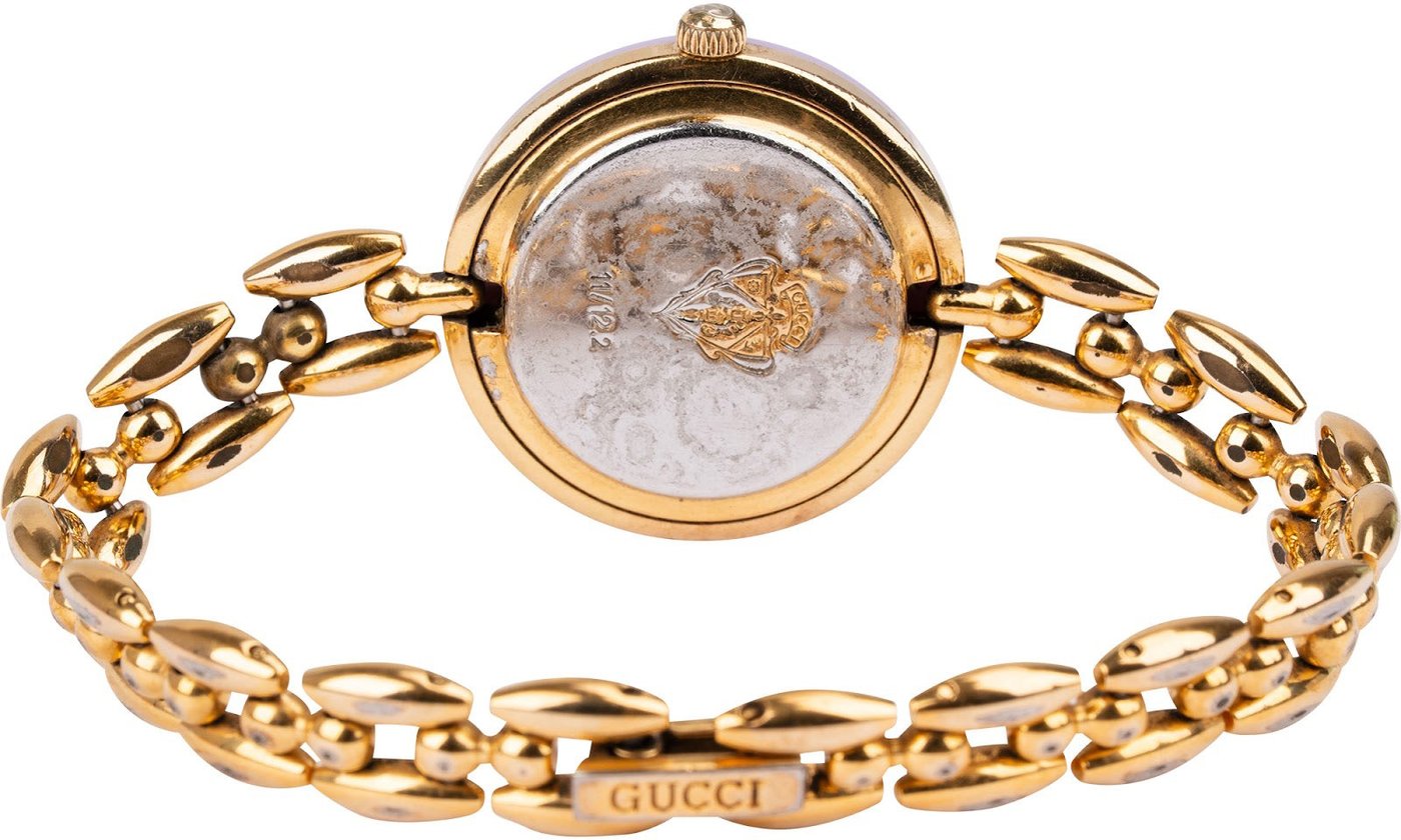 Gucci Gold Tone Change Bezel Chain 11/12.2 Bezel Woman Watch