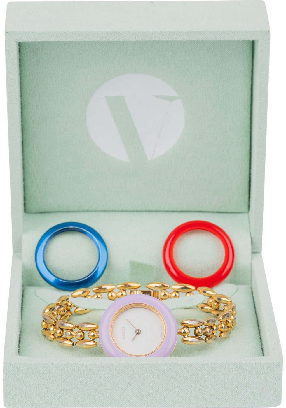 Gucci Gold Tone Change Bezel Chain 11/12.2 Bezel Woman Watch
