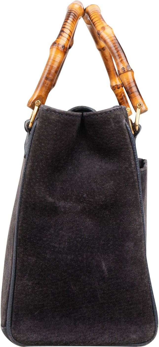 Gucci Suede Bamboo Handle Small Tote Handbag