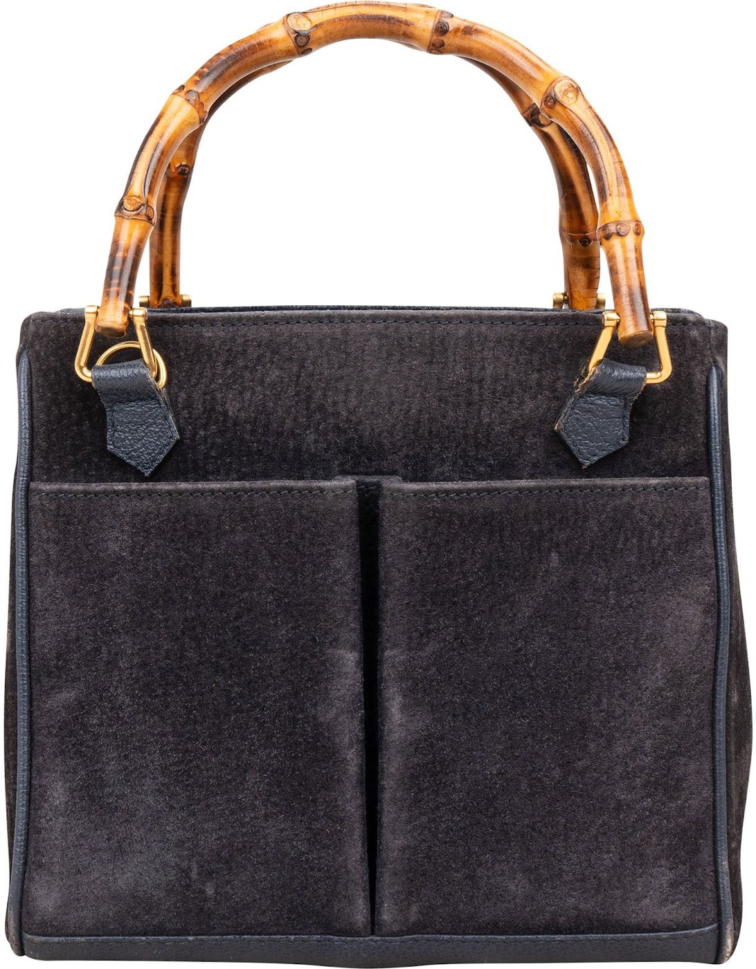 Gucci Suede Bamboo Handle Small Tote Handbag