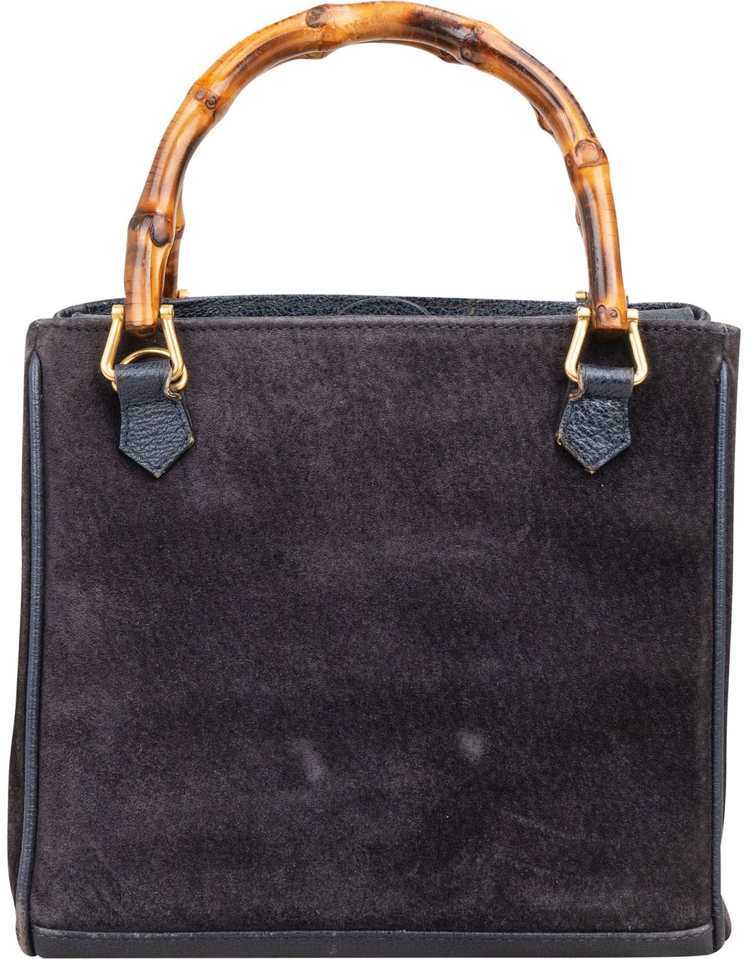 Gucci Suede Bamboo Handle Small Tote Handbag