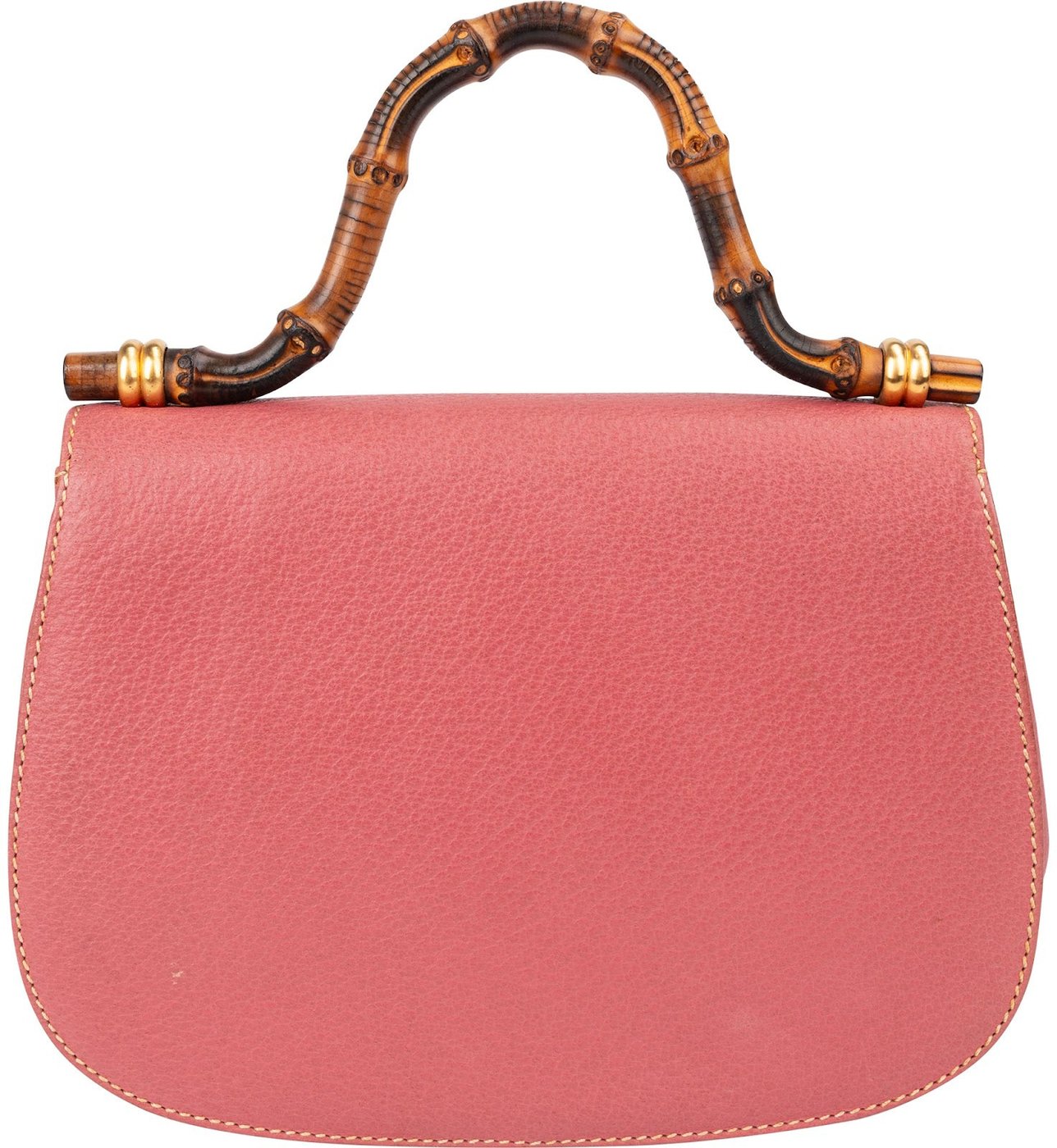 Gucci Pink Grained Leather Bamboo Top Handle Handbag