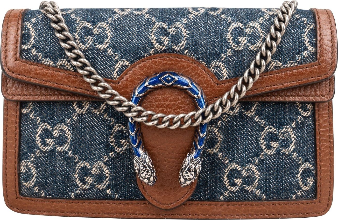 Gucci Monogram Denim GG Dionysus Super Mini Crossbody Bag