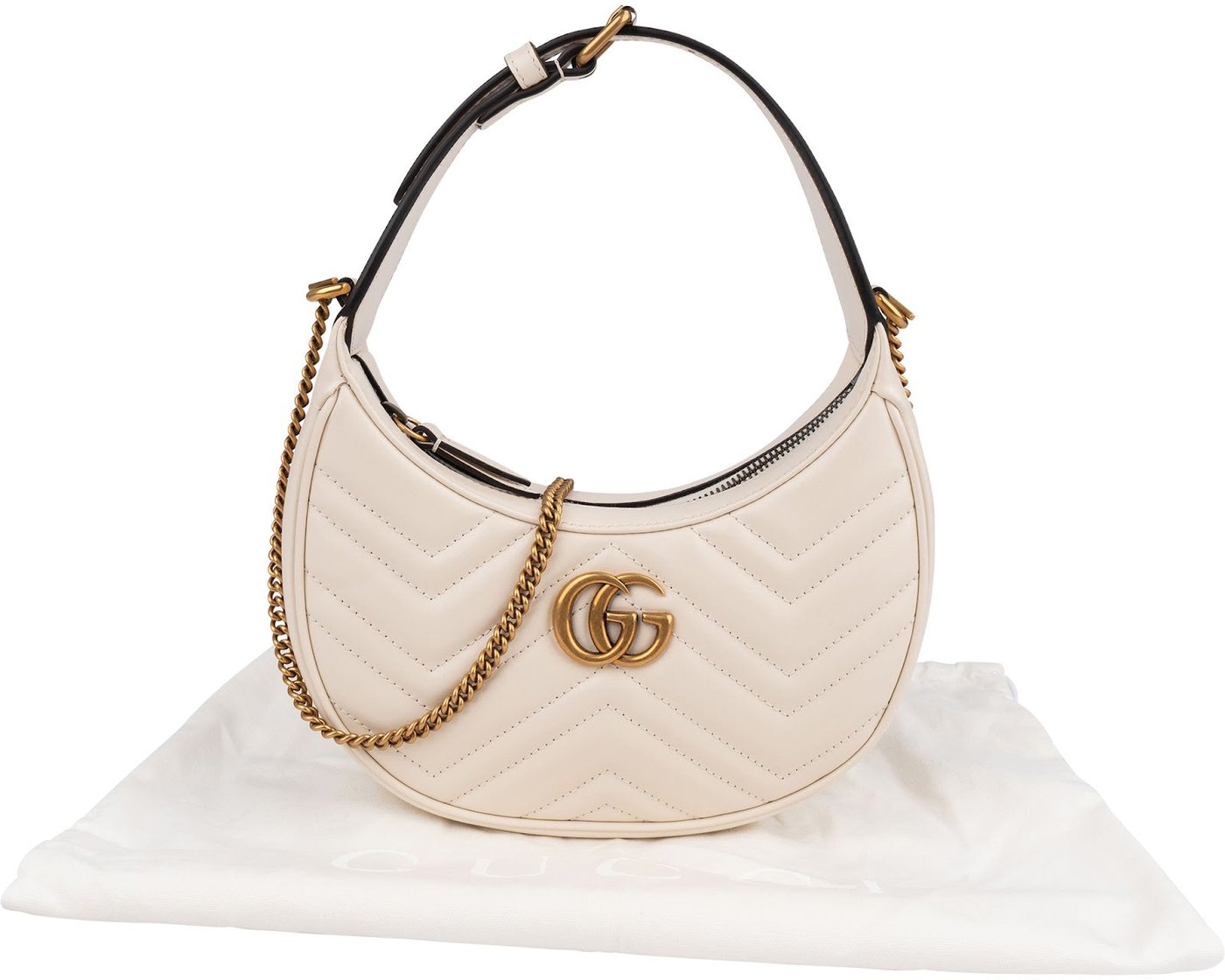 GucciQuilted Leather GG Marmont Half-Moon-Shaped Mini Shoulder Bag
